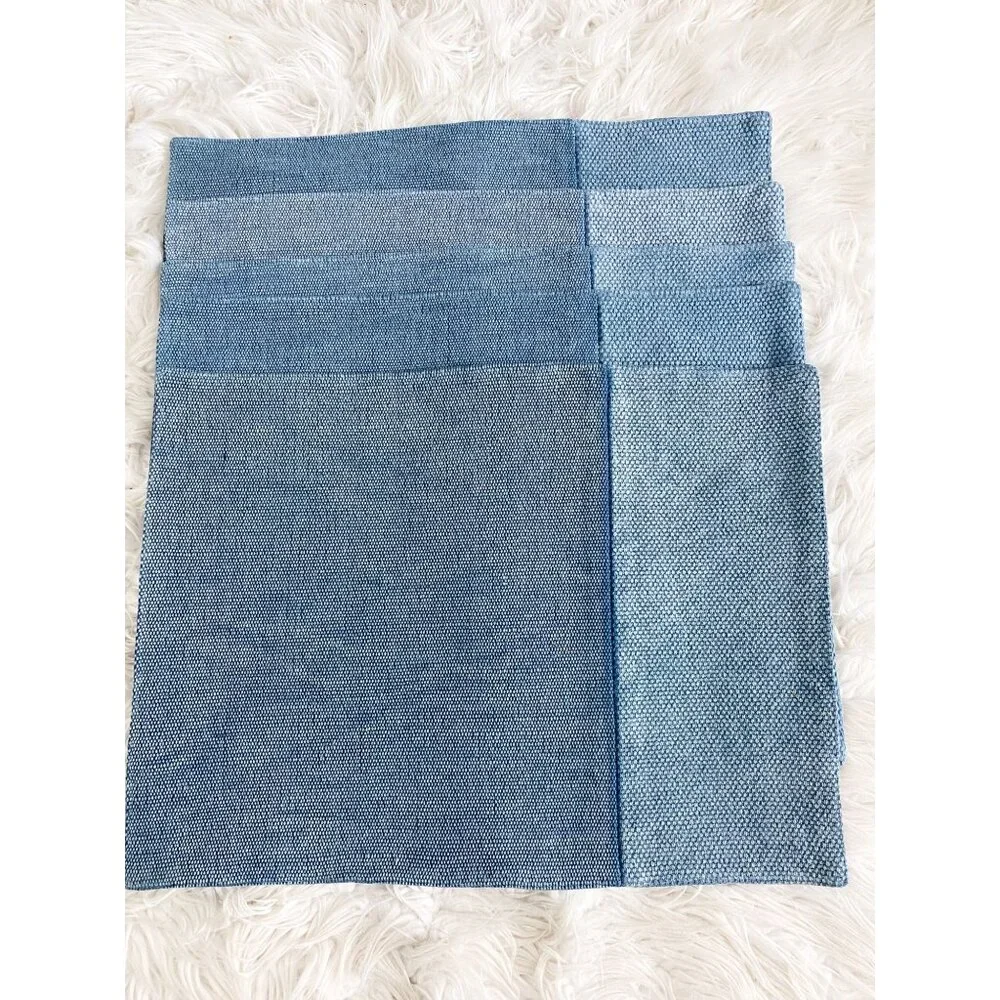 West Elm Cotton Canvas Placemats Blue Bird Set of 5 NEW